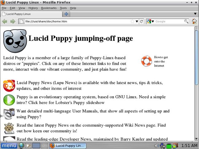 Firefox running in PuppyLinux